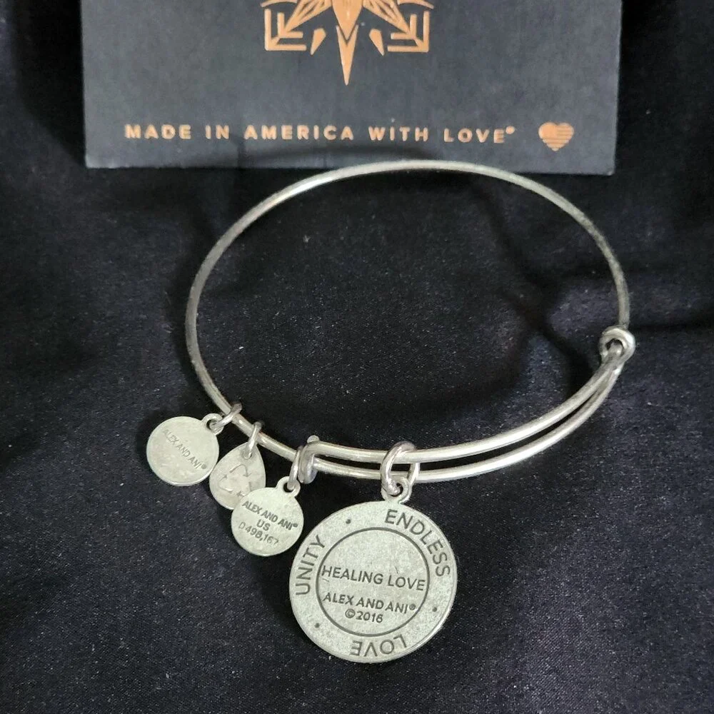 Alex and Ani Healing Love Charm Bangle Expandable 2016 Silver Bracelet